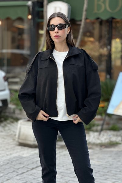 Kadın Bomber Kısa Süet Ceket