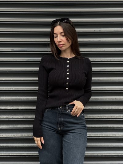 Kadın Bisiklet Yaka Yünlü Düğmeli Triko Kazak