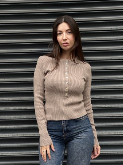 Kadın Bisiklet Yaka Yünlü Düğmeli Triko Kazak