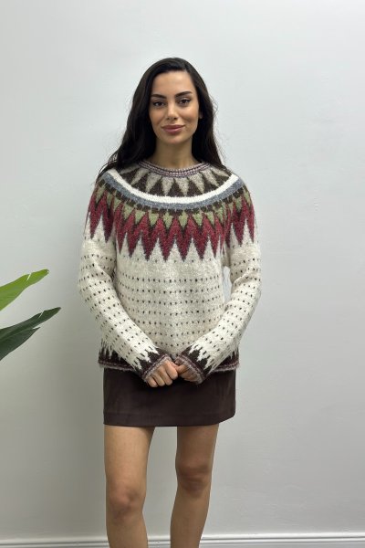Kadın Helsinki Etnik Geçişli Uzun Kol Kazak