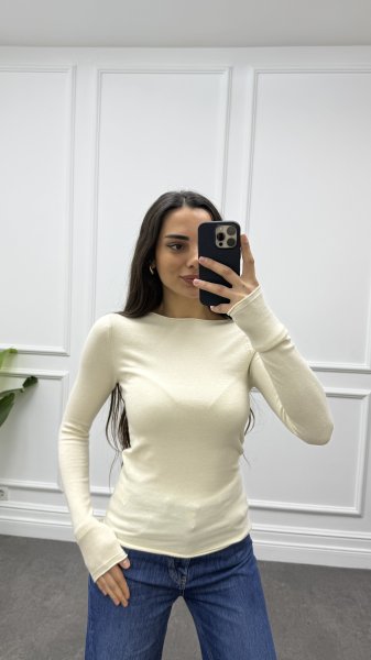 Kadın Kayık Yaka Kaşmirli Ultra Hafif Triko Kazak