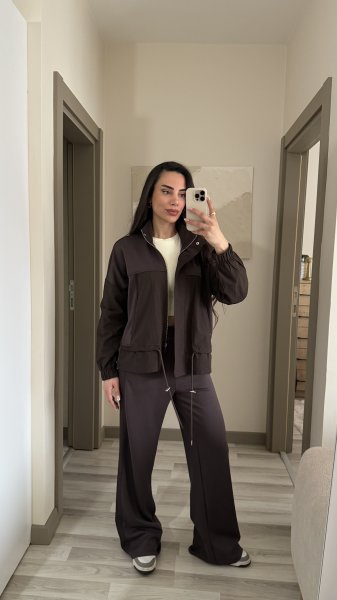 Kadın Dik Yaka Modal Paraşüt Eşofman Takım