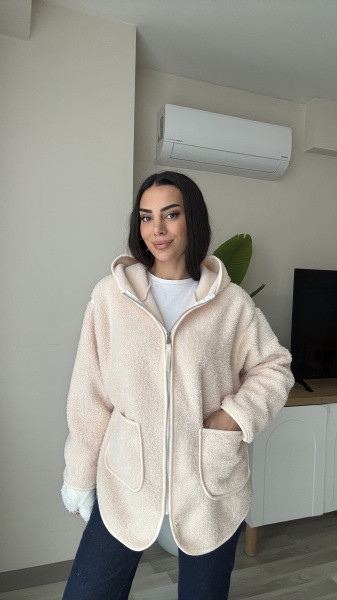 Kadın Kapişonlu Peluş Polar