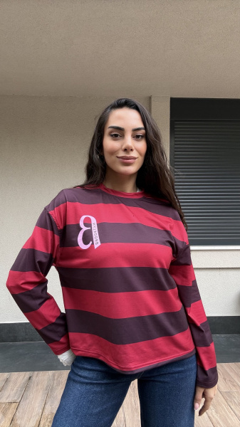 Kadın Enine Çizgili Baskılı sweatshirt